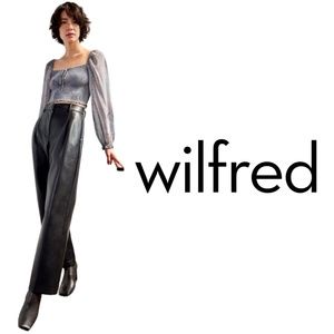 Wilfred Effortless Pant High-Waisted Wide-Leg Vegan Leather Pants Black Size 00